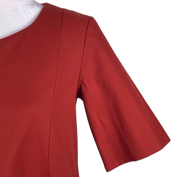 COS A-Line Cotton Twill Dress Size 4 Short Sleeve Burnt Orange Terracotta EUC - Picture 8 of 16
